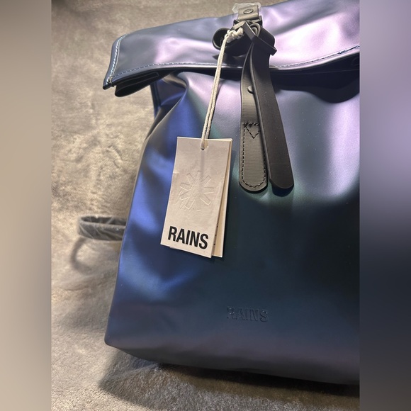 RAINS Rolltop Rucksack Mini in Shore Blue - Picture 4 of 11